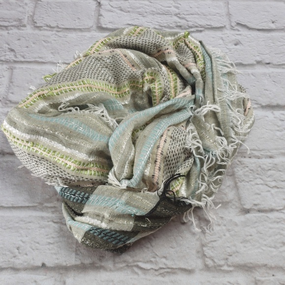 Maurices Accessories - finity Wrap Scarf Woven Gray Green and White Metal